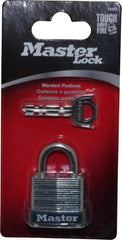 Master Lock - 1/2" Shackle Clearance, Keyed Different Warded Cylinder Padlock - 3/16" Shackle Diam, Steel - Exact Tooling