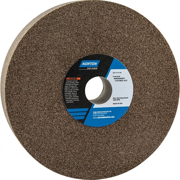 Norton - 8" Diam x 1-1/4" Hole x 1" Thick, M Hardness, 60 Grit Surface Grinding Wheel - Aluminum Oxide, Type 1, Medium Grade, 3,600 Max RPM - Exact Tooling