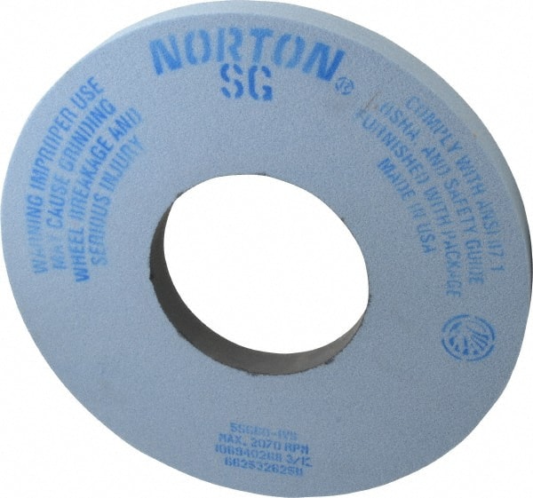 Norton - 12" Diam x 5" Hole x 1" Thick, I Hardness, 60 Grit Surface Grinding Wheel - Ceramic, Type 1, Medium Grade, 2,070 Max RPM, Vitrified Bond, No Recess - Exact Tooling
