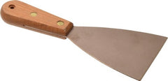Ampco - 3-1/2" Wide Nickel Copper Putty Knife - Stiff, Wood Handle, 8-1/2" OAL - Exact Tooling