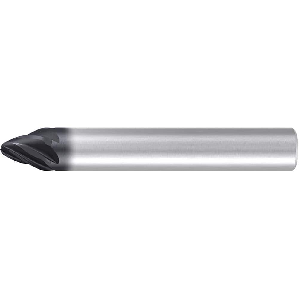 Emuge - Barrel Cutter End Mills; End Type: Circle Segment Taper-Form A ; Material: Solid Carbide ; Taper Angle Per Side: 20.00 ; Small End Diameter (mm): 4.00 ; Shank Diameter (mm): 10.0000 ; Length of Cut (mm): 12.5000 - Exact Tooling
