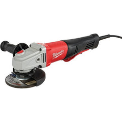 Milwaukee Tool - 5" Wheel Diam, 12,000 RPM, Corded Angle & Disc Grinder - 5/8-11 Spindle, 120 Volts, 11 Amps, Front Exhaust - Exact Tooling