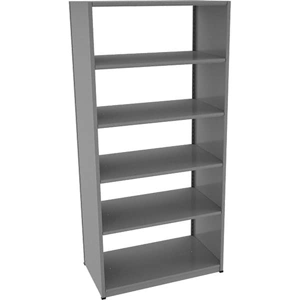 Tennsco - 6 Shelf Starter Open Steel Shelving - 42" Wide x 88" High x 24" Deep, Medium Gray - Exact Tooling