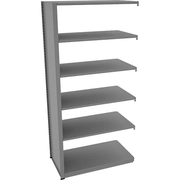Tennsco - 6 Shelf Add-On Open Steel Shelving - 42" Wide x 88" High x 24" Deep, Medium Gray - Exact Tooling