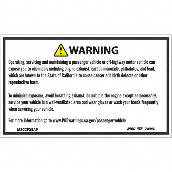 NMC - Safety & Facility Labels Message Type: Hazardous Materials Header: WARNING - Exact Tooling