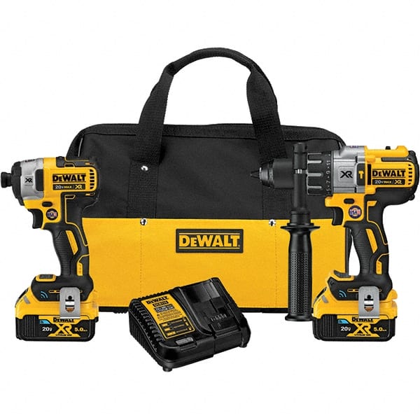 DeWALT - 20 Volt Cordless Tool Combination Kit - Includes Hammerdrill & Impact Driver, Lithium-Ion Battery Included - Exact Tooling