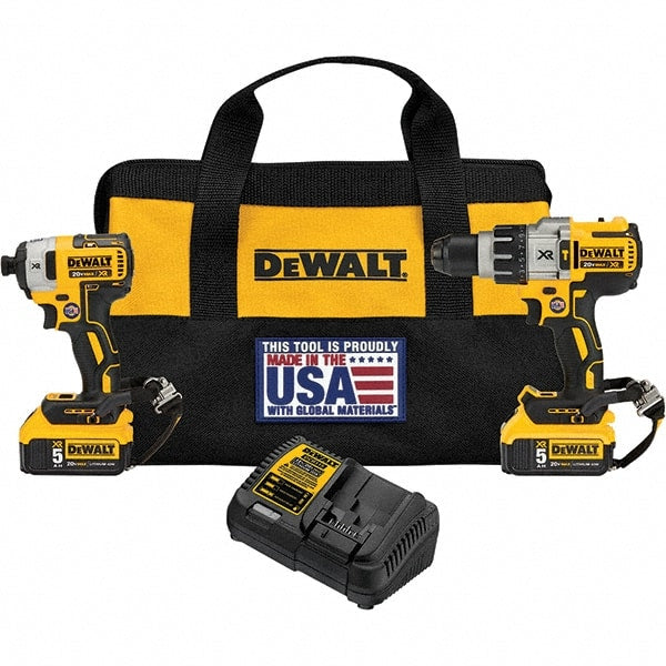 DeWALT - 20 Volt Cordless Tool Combination Kit - Includes Hammerdrill & Impact Driver, Lithium-Ion Battery Included - Exact Tooling