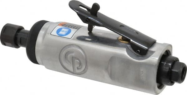 Chicago Pneumatic - 1/4" Collet, Straight Handle, Straight Air Die Grinder - 24,000 RPM, Rear Exhaust, 21 CFM, 0.5 hp, 6.21 bar, 1/4" Inlet - Exact Tooling