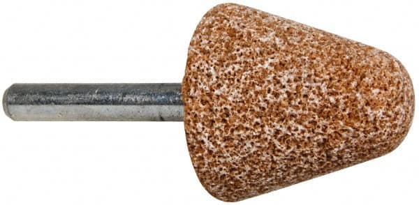 Norton - 1-1/4" Head Diam x 1-1/4" Thickness, A4, Tree End, Aluminum Oxide Mounted Point - Brown, Coarse Grade - Exact Tooling