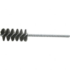 Brush Research Mfg. - 2" Diam Helical Steel Tube Brush - Single Spiral, 0.012" Filament Diam, 3" Brush Length, 8" OAL, 0.292" Diam Galvanized Steel Shank - Exact Tooling