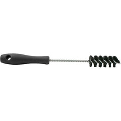 Brush Research Mfg. - 0.55" Diam Helical Nylon Tube Brush - Single Spiral, 0.005" Filament Diam, 2-1/2" Brush Length, 10-1/2" OAL, 0.19" Diam Plastic Handle Shank - Exact Tooling
