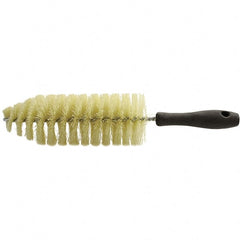 Brush Research Mfg. - 2-3/4" Diam Helical Polypropylene Tube Brush - Single Spiral, 0.012" Filament Diam, 8-1/4" Brush Length, 13-1/2" OAL, 0.245" Diam Plastic Handle Shank - Exact Tooling