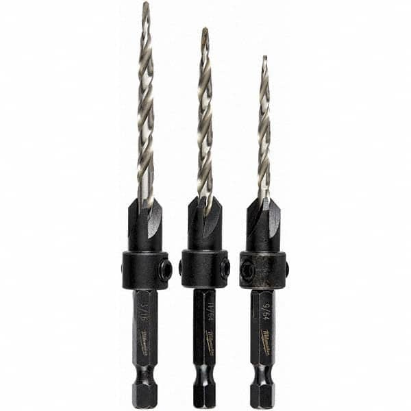 Milwaukee Tool - Countersink Sets Countersink Type: Single Flute Minimum Head Diameter (Inch): 1/8 - Exact Tooling