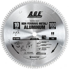 Amana Tool - 10" Diam, 5/8" Arbor Hole Diam, 100 Tooth Wet & Dry Cut Saw Blade - Carbide-Tipped, Clean Action, Standard Round Arbor - Exact Tooling