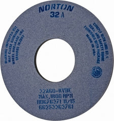 Norton - 14" Diam x 5" Hole x 1/2" Thick, K Hardness, 60 Grit Surface Grinding Wheel - Aluminum Oxide, Type 1, Medium Grade, 1,800 Max RPM, Vitrified Bond, No Recess - Exact Tooling