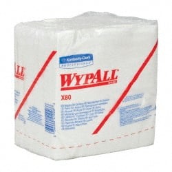 WypAll - X80 1/4 Fold Shop Towel/Industrial Wipes - Poly Pack, 12-1/2" x 12-1/2" Sheet Size, White - Exact Tooling
