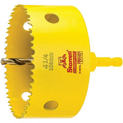 Starrett - 4-1/4" Diam, 2" Cutting Depth, Hole Saw - High Speed Steel Saw, Toothed Edge - Exact Tooling