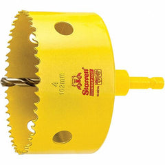 Starrett - 4" Diam, 2" Cutting Depth, Hole Saw - High Speed Steel Saw, Toothed Edge - Exact Tooling