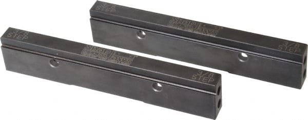 Snap Jaws - 8" Wide x 1.53" High x 0.73" Thick, Step Vise Jaw - Steel, Fixed Jaw, Compatible with 6" Vises - Exact Tooling