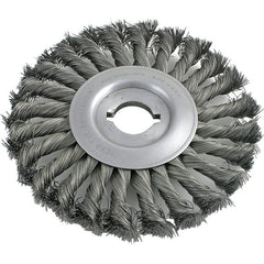 Brush Research Mfg. - 8" OD, 1/2 & 5/8" Arbor Hole, Knotted Carbon Wheel Brush - 3/4" Face Width, 1-11/16" Trim Length, 6,000 RPM - Exact Tooling