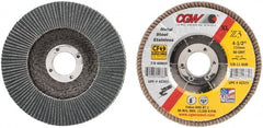 Camel Grinding Wheels - 80 Grit, 4-1/2" Disc Diam, 7/8" Center Hole, Type 29 Zirconia Alumina Flap Disc - 13,300 Max RPM, Poly Cotton Backing, Arbor Attaching System, Coated - Exact Tooling