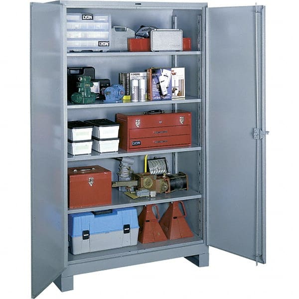Lyon - 4 Shelf Locking Storage Cabinet - Steel, 48" Wide x 24" Deep x 82" High, Gray - Exact Tooling