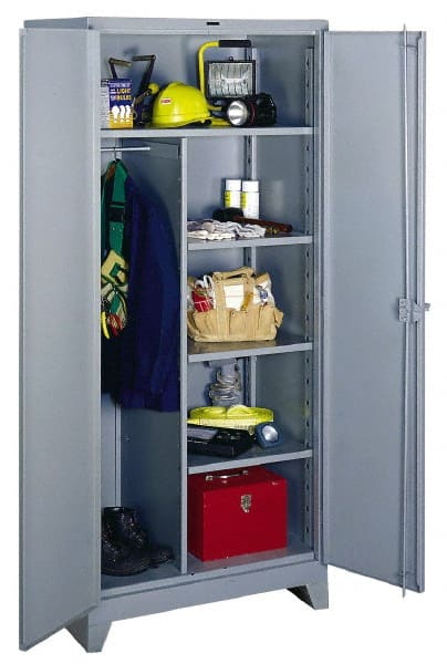 Lyon - 4 Shelf Combination Storage Cabinet - Steel, 48" Wide x 24" Deep x 82" High, Gray - Exact Tooling