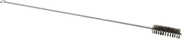 Schaefer Brush - 3" Long x 1" Diam Stainless Steel Long Handle Wire Tube Brush - Single Spiral, 27" OAL, 0.007" Wire Diam, 3/8" Shank Diam - Exact Tooling