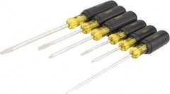 Stanley - 6 Piece Cabinet, Phillips & Slotted Screwdriver Set - Bit Sizes: Philips #1 & #2, Tip Thickness: 3/16, 1/4 & 5/16 - Exact Tooling