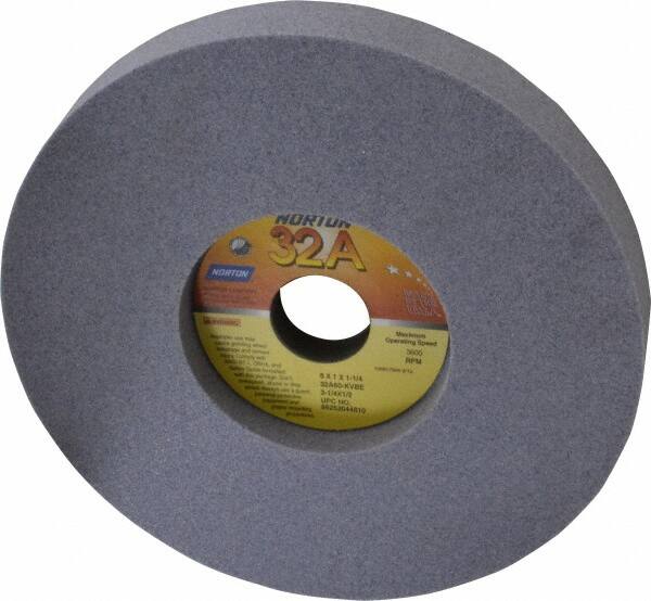 Norton - 8" Diam x 1-1/4" Hole x 1" Thick, K Hardness, 60 Grit Surface Grinding Wheel - Aluminum Oxide, Type 5, Medium Grade, 3,600 Max RPM, Vitrified Bond, One-Side Recess - Exact Tooling