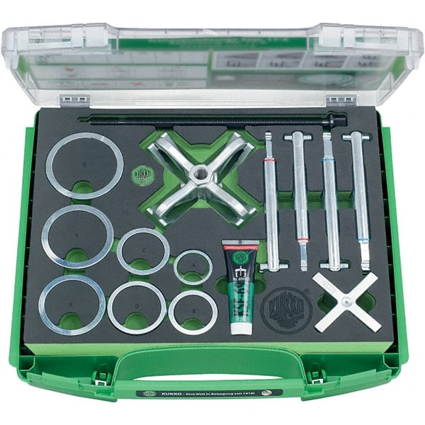 KUKKO - 21 Piece, 5/8 to 3-7/8" Spread, Blind Hole Puller Set - 1 Bolt, 8 Jaws, 6-3/16" Reach - Exact Tooling