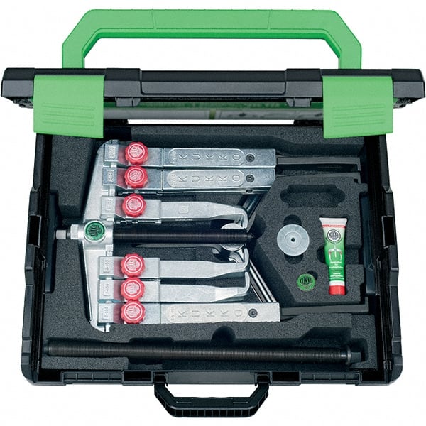 KUKKO - 18 Piece, 1-1/2 to 7-7/8" Spread, Multi-Purpose Puller Set - 2 Bolts, 6 Jaws, 23-5/8" Reach - Exact Tooling