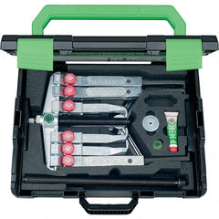 KUKKO - 18 Piece, 1-1/2 to 7-7/8" Spread, Multi-Purpose Puller Set - 2 Bolts, 6 Jaws, 23-5/8" Reach - Exact Tooling