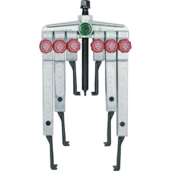 KUKKO - 8 Piece, 5 Ton Capacity, 1-1/2 to 4-3/4" Spread, Multi-Purpose Puller Set - 1 Bolt, 6 Jaws, 9-7/8" Reach - Exact Tooling