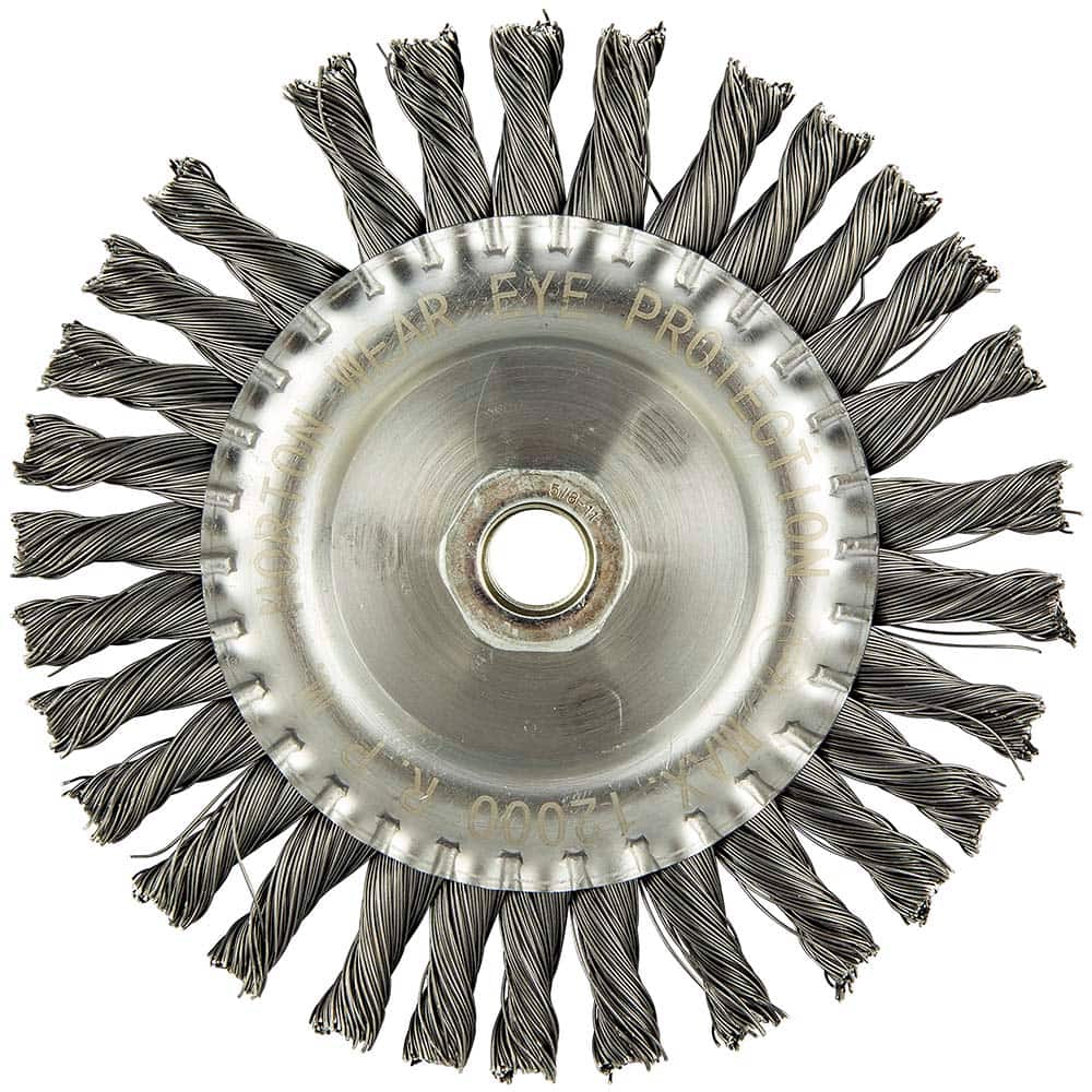 Norton - 6" OD, 5/8-11 Arbor Hole, Knotted Carbon Wheel Brush - Exact Tooling