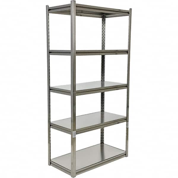 Vestil - 5 Shelf Steel Shelving - 600 Lb Capacity, 18" Wide x 72" High x 36" Deep, Gray - Exact Tooling