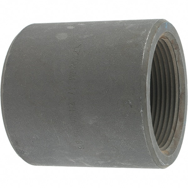 Made in USA - Size 2-1/2", Class 3,000, Forged Carbon Steel Black Pipe Coupling - 3,000 psi, Threaded End Connection - Exact Tooling
