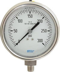 Wika - 4" Dial, 1/4 Thread, 0-300 Scale Range, Pressure Gauge - Lower Connection Mount, Accurate to 1% of Scale - Exact Tooling
