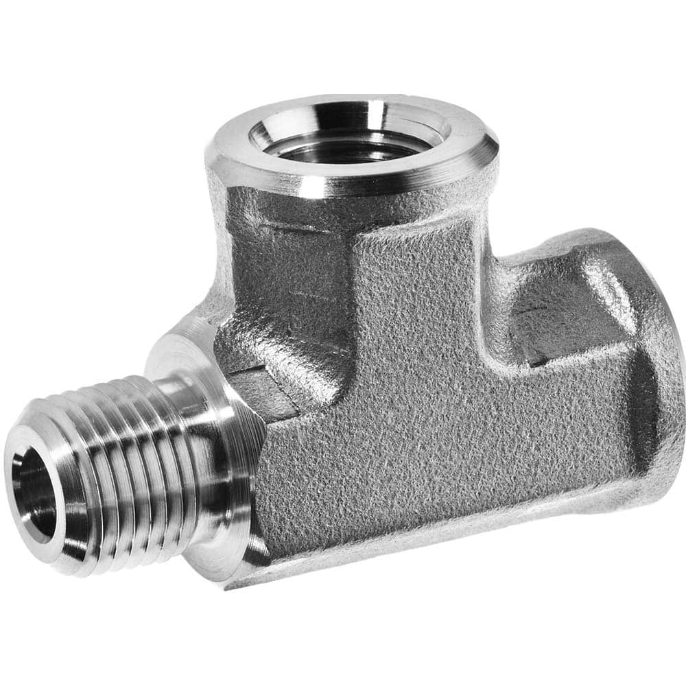 USA Sealing - Stainless Steel Pipe Fittings; Type: Run Tee ; Fitting Size: 1/4 x 1/4 x 1/4 ; End Connections: FNPT x FNPT x MNPT ; Material Grade: 304 ; Pressure Rating (psi): 7500 - Exact Tooling