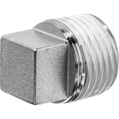 USA Sealing - Stainless Steel Pipe Fittings; Type: Square Head Plug ; Fitting Size: 3/4 ; End Connections: MBSPT w/Thread Sealant ; Material Grade: 316 ; Pressure Rating (psi): 150 - Exact Tooling