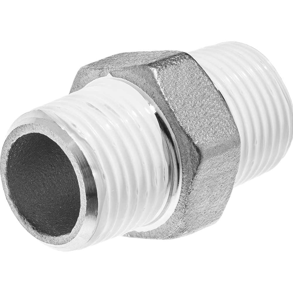 USA Sealing - Stainless Steel Pipe Fittings; Type: Hex Nipple ; Fitting Size: 1-1/2 x 1-1/2 ; End Connections: MBSPT x MBSPT w/Thread Sealant ; Material Grade: 304 ; Pressure Rating (psi): 150 - Exact Tooling
