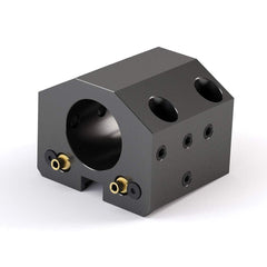 Global CNC Industries - Turret & VDI Tool Holders; Type: Hwacheon ID Block ; Clamping System: 80mm X 50mm ; Tool Axis: ID ; Through Coolant: No ; Additional Information: 4 Mounting Holes - Exact Tooling