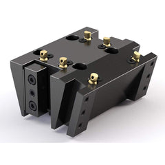 Global CNC Industries - Turret & VDI Tool Holders; Type: Haas Double OD Turning Block ; Clamping System: 73mm X 70mm ; Tool Axis: OD ; Through Coolant: No ; Outside Diameter (Decimal Inch): 1.0000 ; Additional Information: 4 Mounting Holes - Exact Tooling