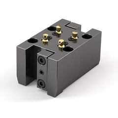 Global CNC Industries - Turret & VDI Tool Holders; Type: Okuma Double OD Turning Block ; Clamping System: 73mm X 65mm ; Tool Axis: OD ; Through Coolant: No ; Outside Diameter (Decimal Inch): 1.0000 ; Additional Information: 4 Mounting Holes - Exact Tooling