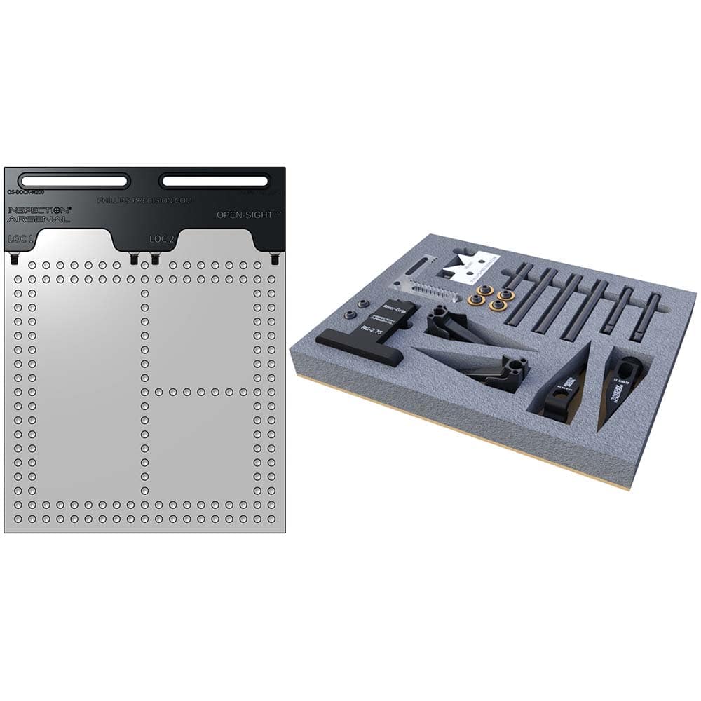 Phillips Precision - CMM Fixtures; Type: Vision Work Holding ; Plate Design: Magnetically Interlocking ; Material: Polycarbonate ; Thread Size: 1/4-20 ; Series: Open-Sight(TM) ; For Use With: Vision Inspection - Exact Tooling