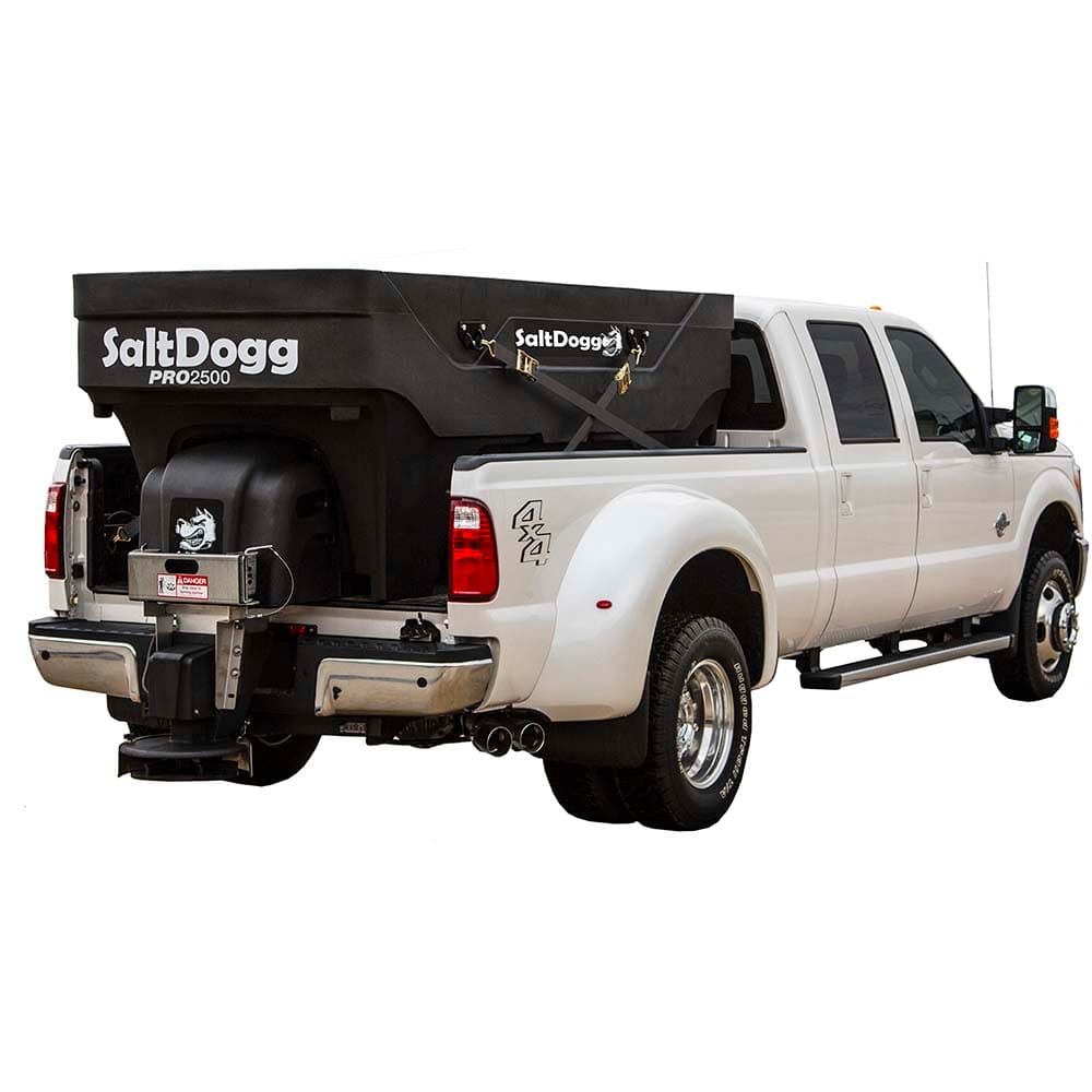 Buyers Products - Landscape Spreaders; Type: Electric Poly Hopper Spreader with Chain ; Capacity: 2.5 Cu Ft ; Volume Capacity (Gal.): 504.93 ; Material: Polyethylene; Stainless Steel; Polyurethane ; Voltage: 12 - Exact Tooling