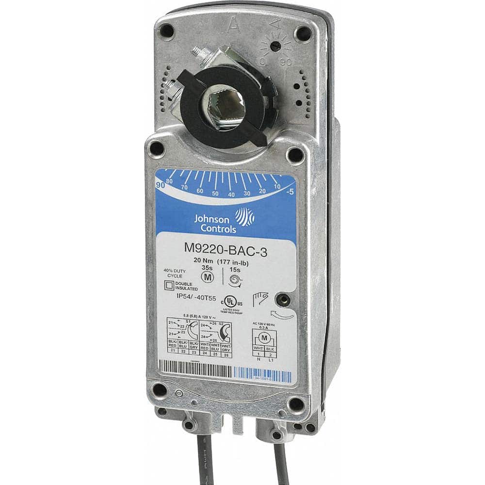 Johnson Controls - Automatic Vent Dampers; Type: Self-Centering Clamping Shaft ; Minimum Temperature (F): -40.000 ; Maximum Temperature (F): 131.000 ; Voltage: 24VAC - Exact Tooling