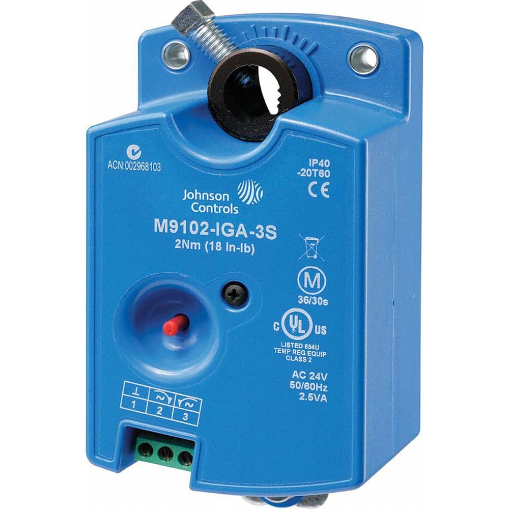 Johnson Controls - Automatic Vent Dampers; Type: Self-Centering Clamping Shaft ; Minimum Temperature (F): -4.000 ; Maximum Temperature (F): 125.000 ; Voltage: 24VAC - Exact Tooling