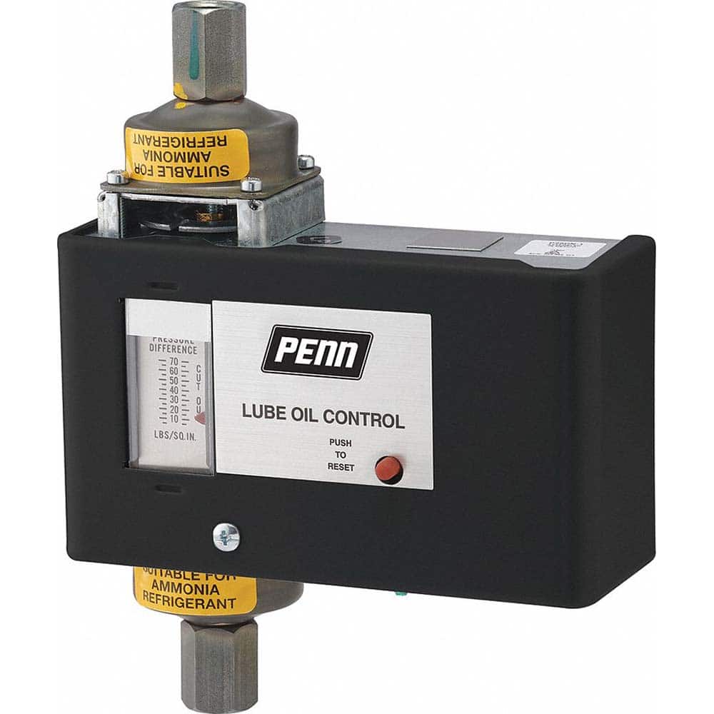 Johnson Controls - Pressure, Vacuum & Compound Switches; Maximum Adjustable Range: 70 psi ; Minimum Adjustable Range: 8 psi ; Type: Electromechanical Lube Oil Pressure Cutout Control ; Maximum Pressure Setting: 70 psi ; Thread Size: 1/4 ; Thread Type: Fe - Exact Tooling