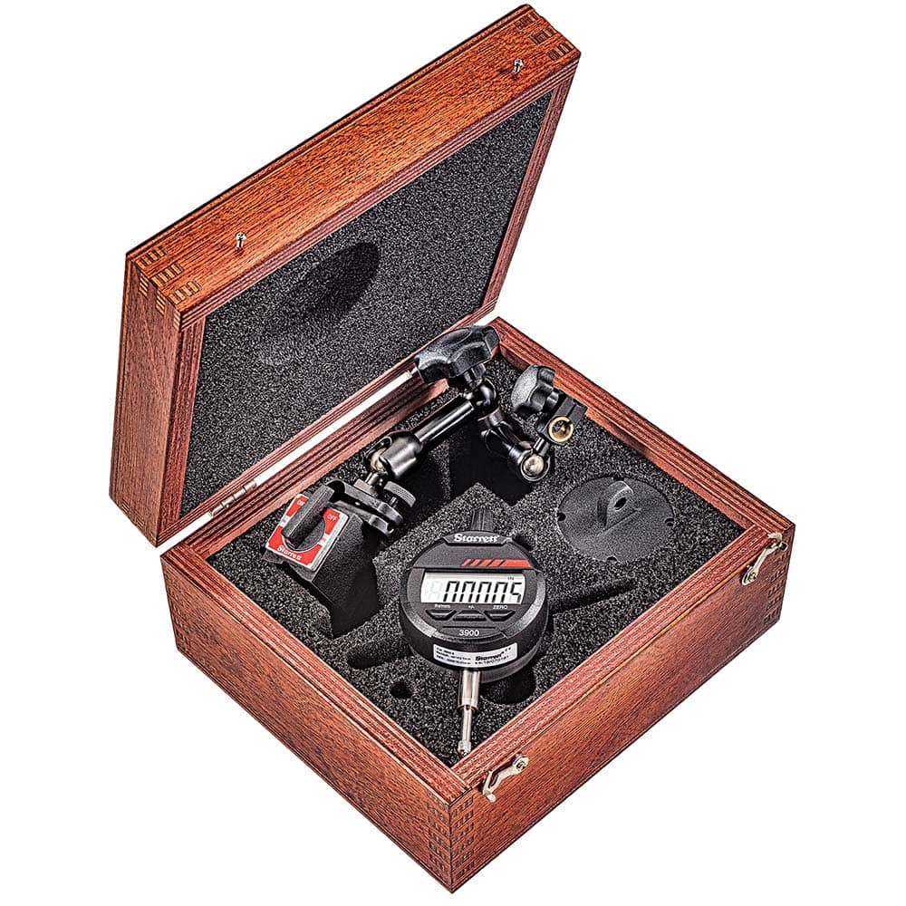 Starrett - Indicator & Base Kits; Indicator Type: Electronic ; Dial Graduation (Decimal Inch): 0.000500 ; Dial Graduation (mm): 0.0100 ; Minimum Measurement (Decimal Inch): 0.00 ; Maximum Measurement (Inch): 0.5 ; Maximum Measurement (Decimal Inch): 0.5 - Exact Tooling
